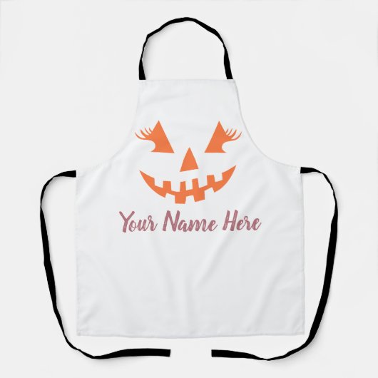 Aangepaste Girly Jack O Lantaarn Pompoen Halloween Schort (Voorkant)