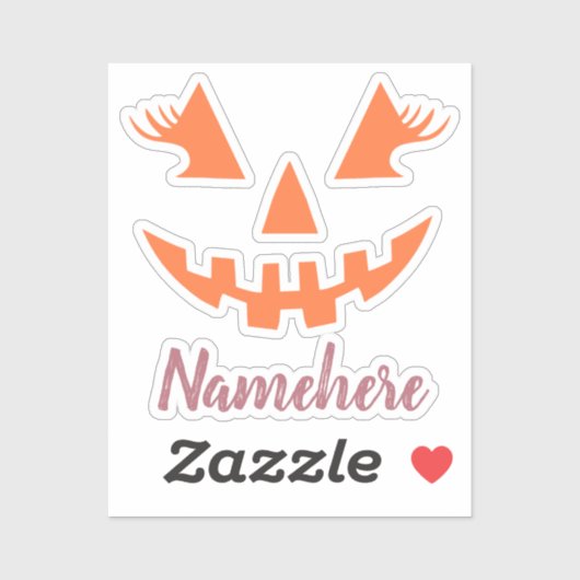 Aangepaste Girly Jack O Lantaarn Pompoen Halloween Sticker (Vel)