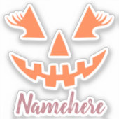 Aangepaste Girly Jack O Lantaarn Pompoen Halloween Sticker (Voorkant)