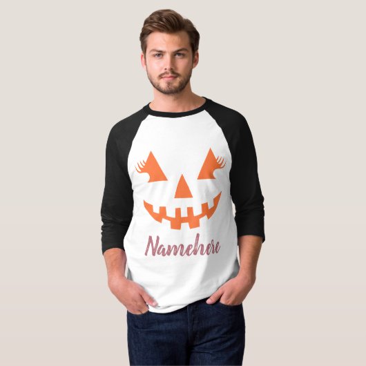 Aangepaste Girly Jack O Lantaarn Pompoen Halloween T-shirt (Voorkant volledig)