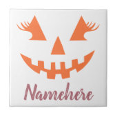 Aangepaste Girly Jack O Lantaarn Pompoen Halloween Tegeltje (Voorkant)