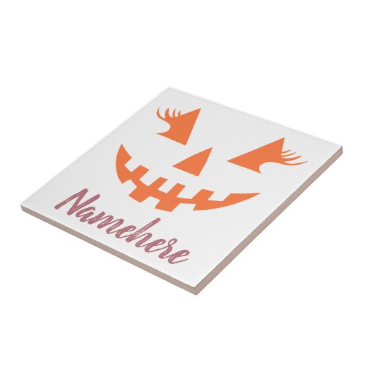 Aangepaste Girly Jack O Lantaarn Pompoen Halloween Tegeltje (Zijkant)