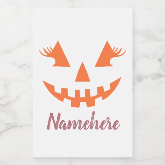 Aangepaste Girly Jack O Lantaarn Pompoen Halloween Voedselcontainer Etiket (Enkel label)