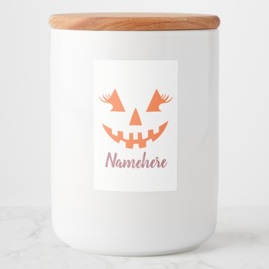 Aangepaste Girly Jack O Lantaarn Pompoen Halloween Voedselcontainer Etiket (Voorkant)