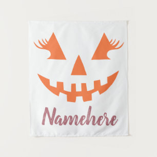 Aangepaste Girly Jack O Lantaarn Pompoen Halloween Wandkleed
