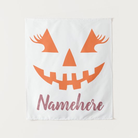 Aangepaste Girly Jack O Lantaarn Pompoen Halloween Wandkleed (Voorkant)