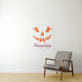 Aangepaste Girly Jack O Lantaarn Pompoen Halloween Wandkleed (In situ)