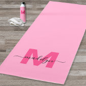 Aangepaste Girly Monogram Naam Hot Pink Yogamat