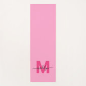 Aangepaste Girly Monogram Naam Hot Pink Yogamat (Voorkant)
