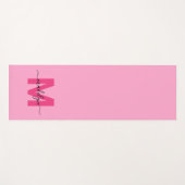 Aangepaste Girly Monogram Naam Hot Pink Yogamat (Voorkant (horizontaal))