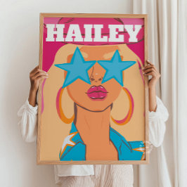 Aangepaste Girly Portret Preppy Dorm Decor Blond H Poster