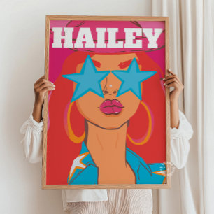 Aangepaste Girly Portret Preppy Dorm Decor Rood Ha Poster