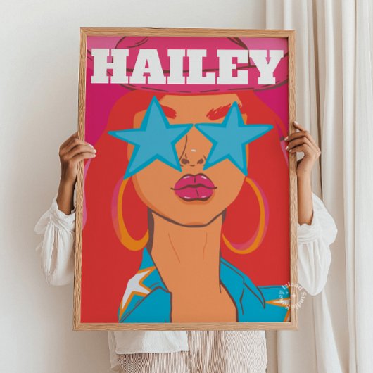 Aangepaste Girly Portret Preppy Dorm Decor Rood Ha Poster