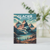 Aangepaste Glacier National Park Lake Retro WPA Re Briefkaart (Staand voorkant)