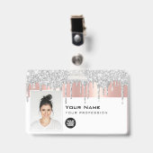 Aangepaste Glam Employee Photo, Bar Code, Logo, Na Badge (Voorzijde met clip)