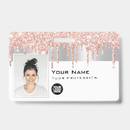 Aangepaste Glam Employee Photo, Bar Code, Logo, Na Badge