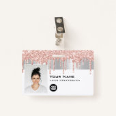 Aangepaste Glam Employee Photo, Bar Code, Logo, Na Badge (Voorkant met clip)