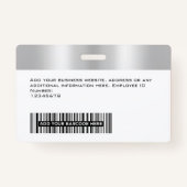 Aangepaste Glam Employee Photo, Bar Code, Logo, Na Badge (Achterkant)
