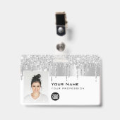 Aangepaste Glam Employee Photo, Bar Code, Logo, Na Badge (Voorzijde met clip)