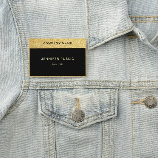 Aangepaste Glam Gold Glitter Rectangle Black Class Naamplaatje (In situ)