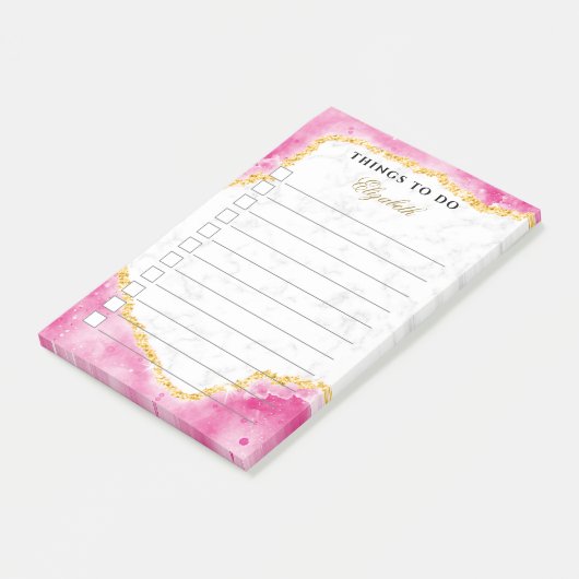 Aangepaste Glam Marmer Pink Gold-legant om aan te  Post-it® Notes (Schuin)
