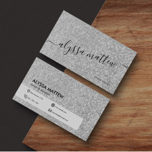 Aangepaste Glam voor Trendy Silver Glitter Visitekaartje
