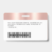 Aangepaste Glam werknemer foto, barcode, Logo, naa Badge (Achterkant)