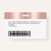 Aangepaste Glam werknemer foto, barcode, Logo, naa Badge (Achterkant)