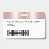 Aangepaste Glam werknemer foto, barcode, Logo, naa Badge (Achterkant)