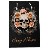 Aangepaste glamour bloemenschedel Halloween Medium Cadeauzakje (Voorkant)