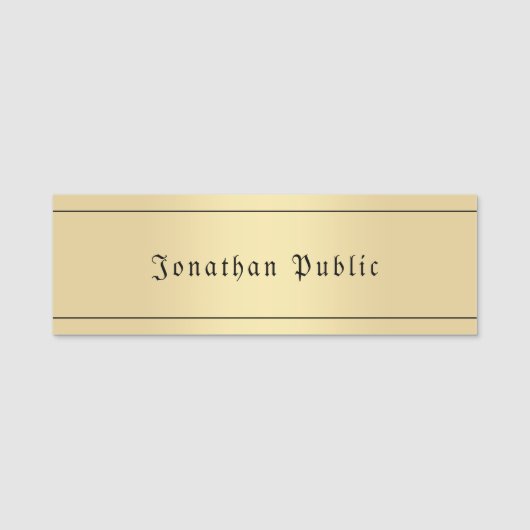 Aangepaste Glamour Faux Gold Classic look Old Text Naamplaatje (Voorkant)