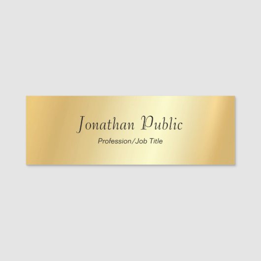 Aangepaste Glamour Faux Gold Modern Script Sjabloo Naamplaatje (Voorkant)
