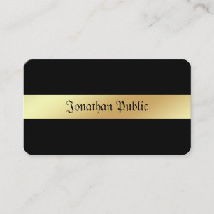 Aangepaste Glamour Zwart & Goud Elegante Sjabloon Visitekaartje