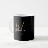 Aangepaste Glamoureus Black Gold Monogram naam Ele Koffiemok (Voorkant links)