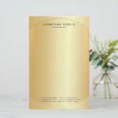 Aangepaste Glamoureuze Faux Gold Moderne Elegante  Briefpapier (Staand voorkant)