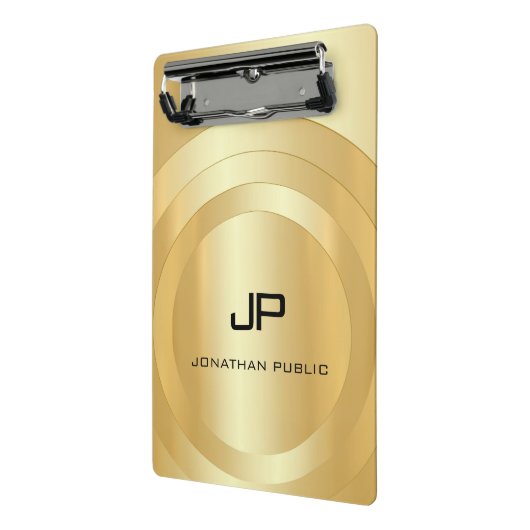 Aangepaste Glamoureuze Faux Gold Monogram Sjabloon Mini Klembord (Angled2)