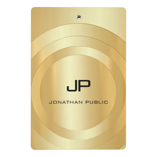 Aangepaste Glamoureuze Faux Gold Monogram Sjabloon Mini Klembord (Achterkant)