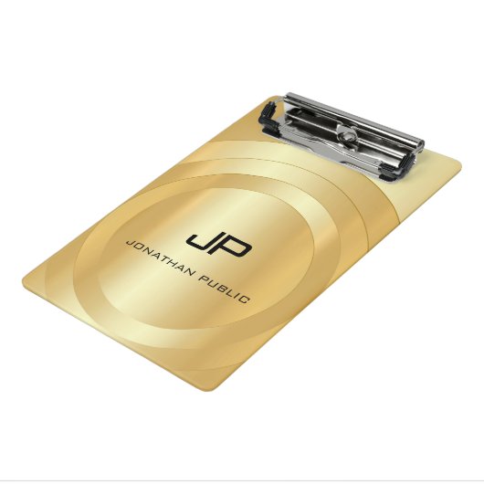 Aangepaste Glamoureuze Faux Gold Monogram Sjabloon Mini Klembord (Angled3)