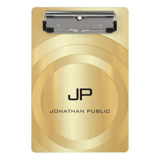 Aangepaste Glamoureuze Faux Gold Monogram Sjabloon Mini Klembord (Voorkant)