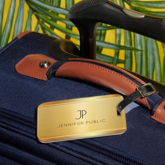 Aangepaste Glamoureuze Gouden Uitzicht Elegante Sj Bagagelabel (Voorkant Insitu 3)