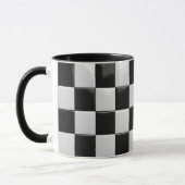 Aangepaste, glanzend zwarte en witte mug. mok (Links)