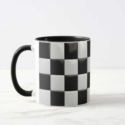 Aangepaste, glanzend zwarte en witte mug. mok (Links)