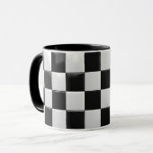 Aangepaste, glanzend zwarte en witte mug. mok (Voorkant links)