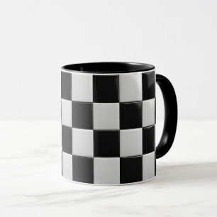 Aangepaste, glanzend zwarte en witte mug. mok