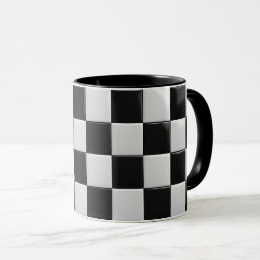Aangepaste, glanzend zwarte en witte mug. mok (Voorkant rechts)