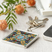 Aangepaste Glas in lood Mozaïek Patroon Perzische  Sleutelhanger (Zijkant)