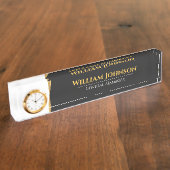 Aangepaste glasplaat voor zwarte en gouden bureaus naambordje (Zijkant)