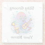Aangepaste glazen coaster | Retro Octopus | Naam & Onderzetter (Achterkant)