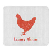 Aangepaste glazen snijplank met kip silhouet (Voorkant)