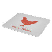 Aangepaste glazen snijplank met kip silhouet (Hoek)